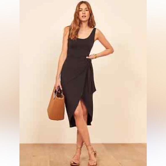 Reformation Dresses & Skirts - NEW Reformation Kaila Knit Faux Wrap Tank Dress Black Size XS